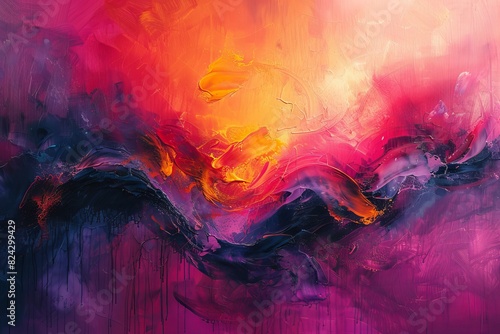 Vibrant Lyrical Abstraction Painting with Spontaneous and Fluid Brushwork