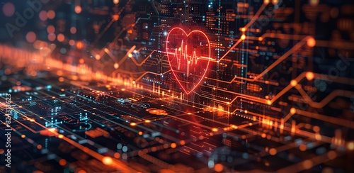 A digital image of a health shield with a heartbeat line. photo