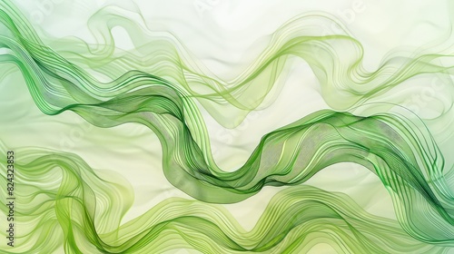 An illustration of undulating green lines that flow and intertwine, creating an abstract, organic pattern against a soft backdrop.