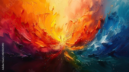 A love that ignites passion and excitement, represented by a burst of vibrant colors exploding across the canvas, signifying the intensity, energy, and transformative power of love. image