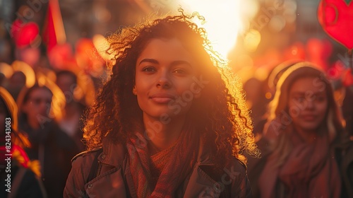 A love that inspires acts of advocacy and social justice, depicted by a group of people marching together for a cause, signifying the passion, commitment stock image