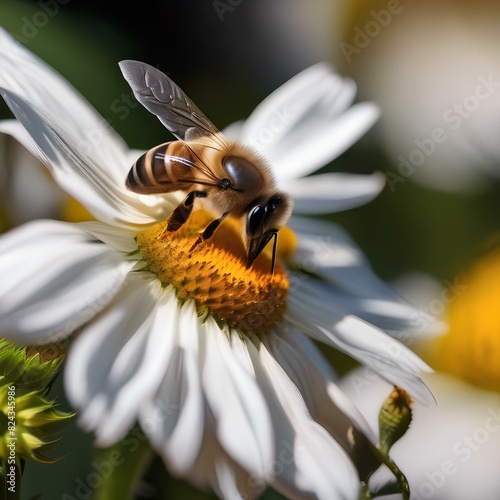 Macro shot of a honeybee collecting nectar from a sunflower1
