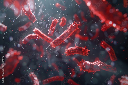 3D illustration typhoid bacteria.