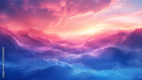 A dreamy landscape with psychic energy waves flowing through, surreal sky