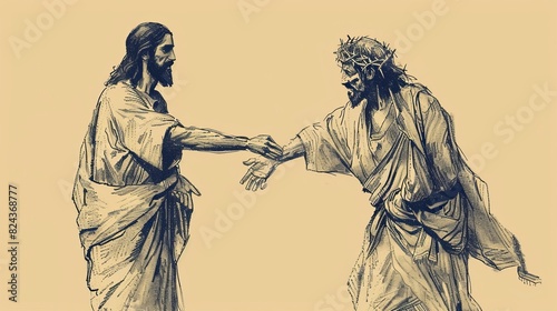 Jesus' Exorcism Miracle, Biblical Illustration of Power and Compassion, Perfect for Religious article