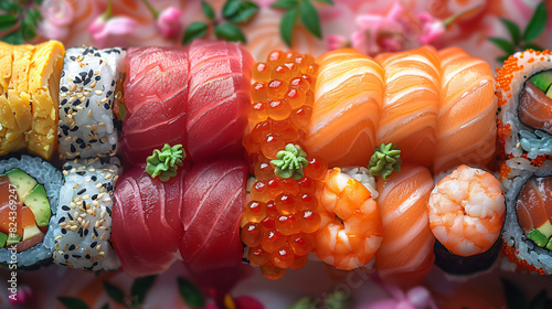Artistic Set sashimi sushi. Dinner food