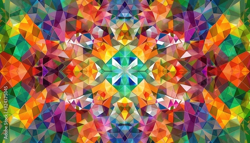 A kaleidoscope of colorful geometric shapes, meticulously arranged in a seamless pattern.