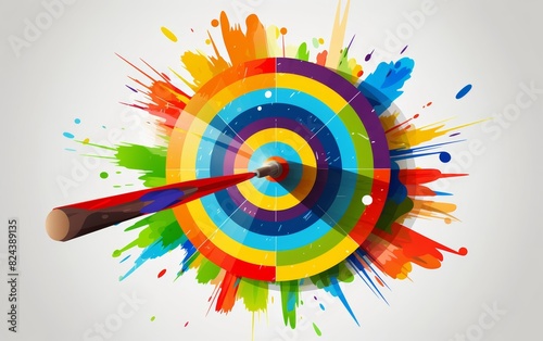 target featuring a dart firmly lodged in the center, signifying the attainment of business goals and effective problem-solving on white background