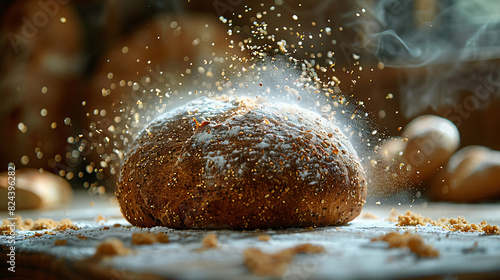 Dense Sourdough rye bread. Rustic ruddy and spongy bread