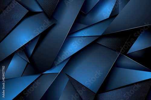 Modern black blue abstract background. Minimal. Color gradient. Dark. Web banner. Geometric shape. 3d effect. Lines stripes triangles. Design - generative ai