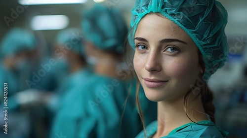 Nurse preparing a patient for surgery by sterilizing the surgical area