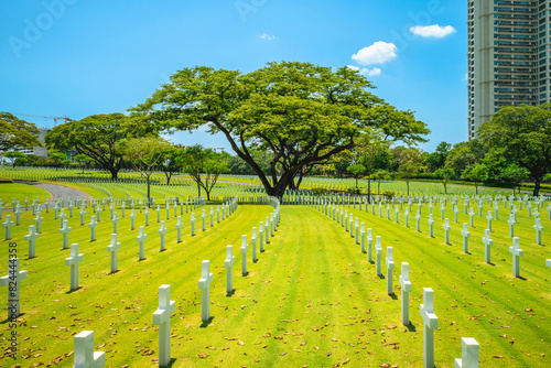 scenery of American Cemetery an Memorial in Manila, Philippines