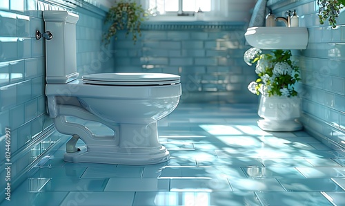 A toilet bowl in a clean, well-lit modern bathroom