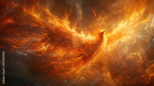 An abstract depiction of a reborn phoenix, symbolizing undying spirit. image