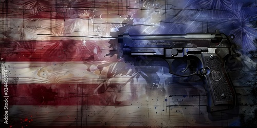 Grungy design set honoring Second Amendment and its American cultural significance. Concept Second Amendment, Grungy Design, American Culture, Patriotic Theme, Firearms Advocacy