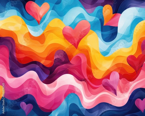 Vibrant Unity: Abstract Pride Month Background with 'Love Conquers All'