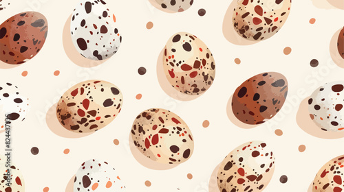 Quail eggs seamless pattern. Speckled shell repeating
