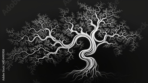 Discover the unique spiral tree, its branches weaving complex designs.