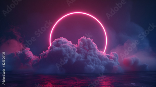 a pink circle in the sky