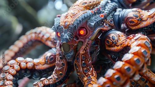 Mesmerizing Cyborg Hydra Warrior - A Formidable Reptilian Entity Blended with Cybernetic Might