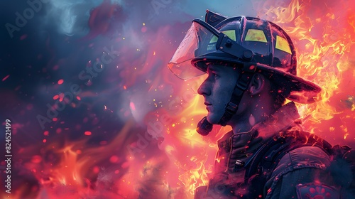 Fire Fighter Amidst Flame