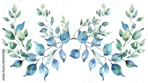Watercolor leaves floral frame for greeting card invi