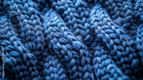 Background of indigo blue, knitted fabric texture