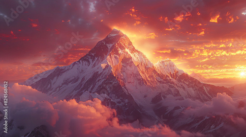 Sunset on Mount Everest from Kala Patter