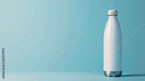 Thermal water bottle in white with blank design space