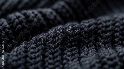 An elegant macro shot with a black background and knitted fabric texture