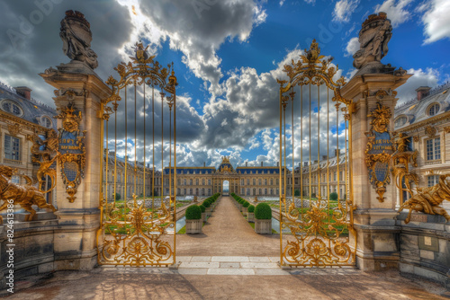 Stunning view of Versailles Palace with the beautiful gardens in the foreground