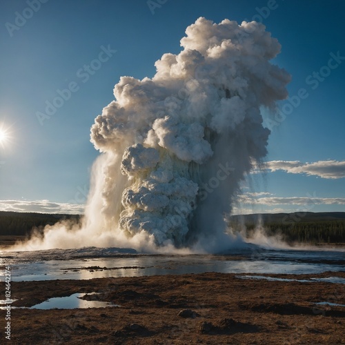 A majestic geyser erupting.