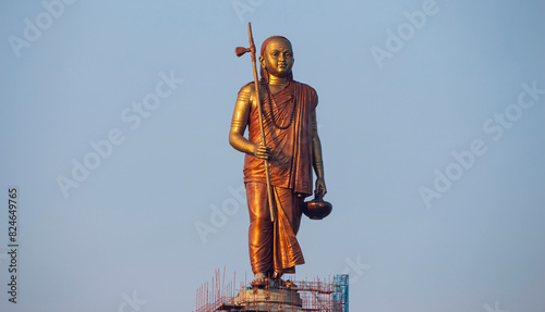 View of Statue of Oneness {Adi Shankaracharya} 108 Feet Statue, Mandhata, Omkareshwar, Madhya Pradesh, India.