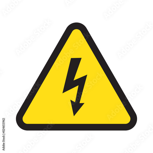 High voltage sign with lightning