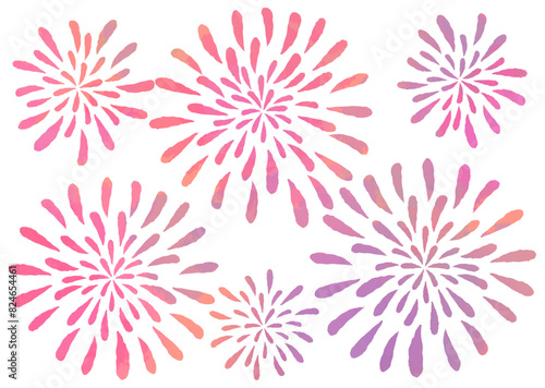 水彩風ピンク系グラデーションの花火