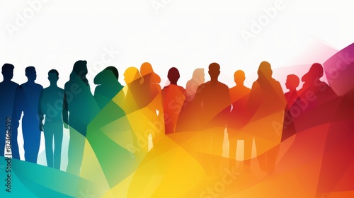 Diversity inclusion and equality concept. Group of multicultural and multiethnic men and women. Silhouette people of diverse cultures.Editable brochure template flyer leaflet cover poster