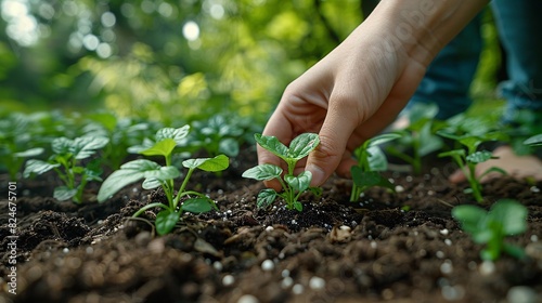 A person lovingly sows seeds into the ground, connecting with the earth through their touch.