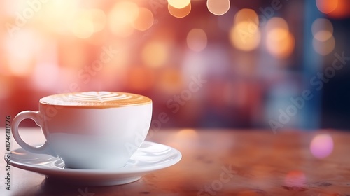 Abstract background image of coffee shop blur background with bokeh