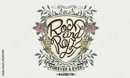 Flower vector t-shirt design. Free spirit vintage artwork. Rock and roll poster design. Music festival artwork. Music logo design.