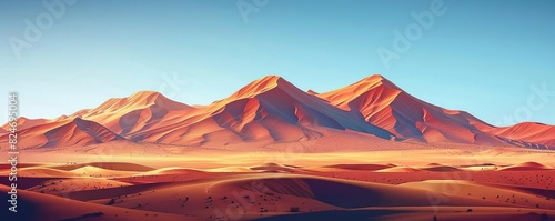 Empty space landscapes desert dunes flat design front view vast expanse theme animation vivid