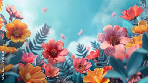 Flower festivals blooming gardens flat design front view vibrant blossoms theme animation vivid