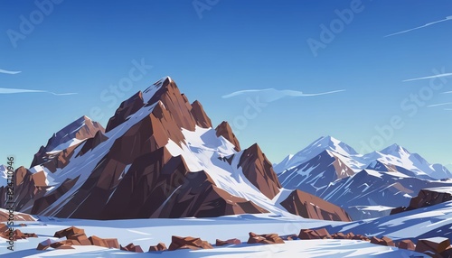 Snow Covered Rocky Mountain Peak Vector Art Background