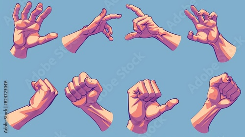 Modern clip art illustration of cartoon hands with different gestures. Each layer is separate.