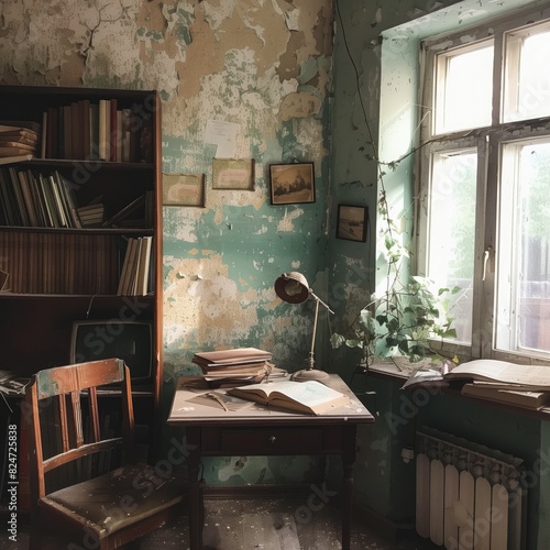 an abandoned office in a former hospital in moscow, russia
