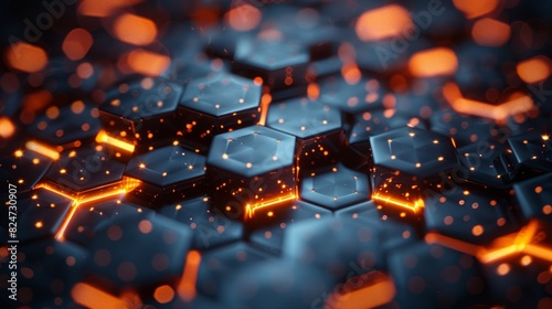 Abstract 3D Background. Each hexagon pulsates with inner light, forming a mesmerizing constellation in the vast expanse, a testament to digital artistry.