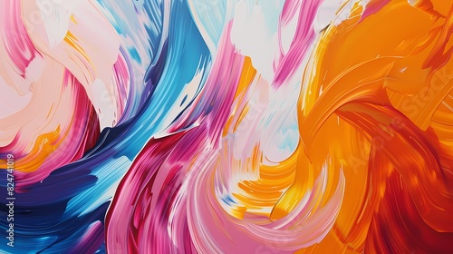 Bold and vibrant paint strokes converging to form a striking abstract design, pulsating with energy