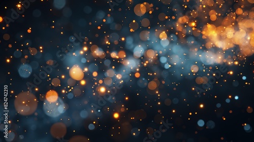 Abstract bokeh lights background with orange and blue gradient glow perfect for holiday decorations and creative designs