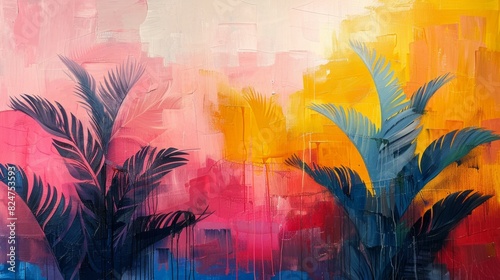 watercolor colorful abstract palm