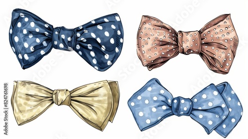 An illustrated bow tie accessory from the 1950s in PNG format.