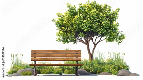 Bench surrounded by a tree of garden furniture in PNG
